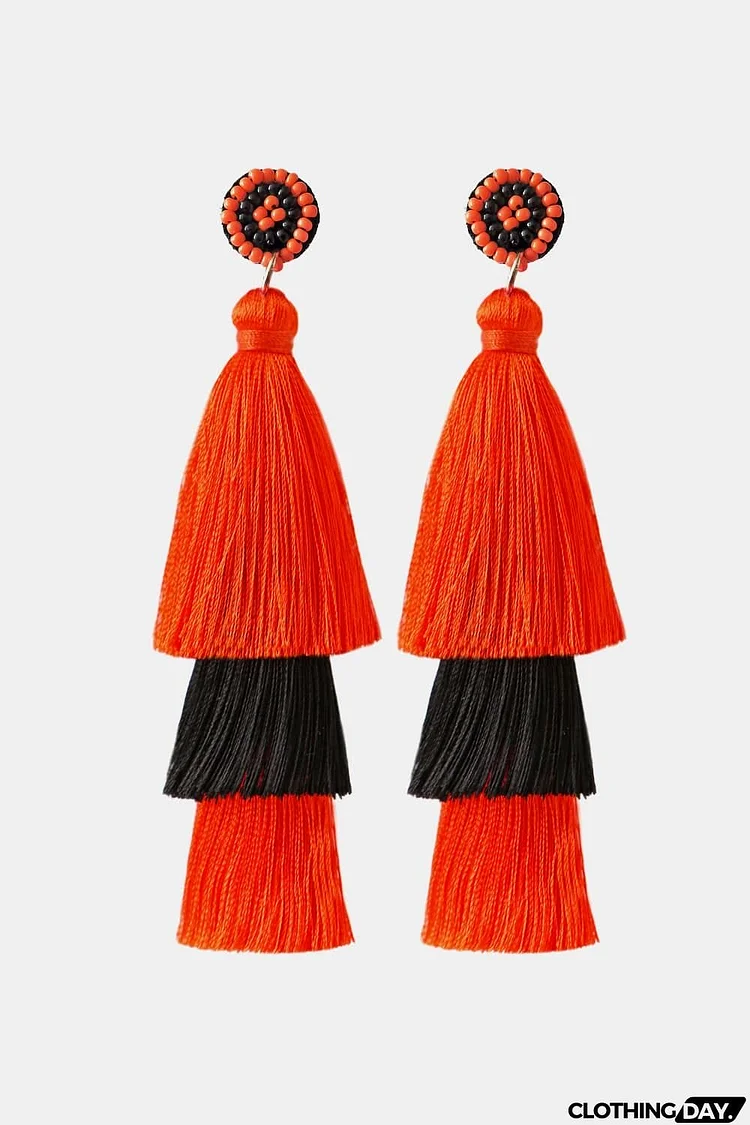 Baeds Detail Triple Layered Tassel Earring