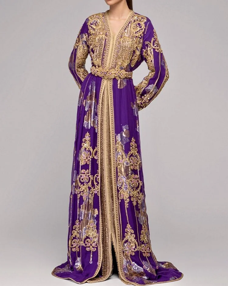 Women's Long Sleeve Embroidered Dress
