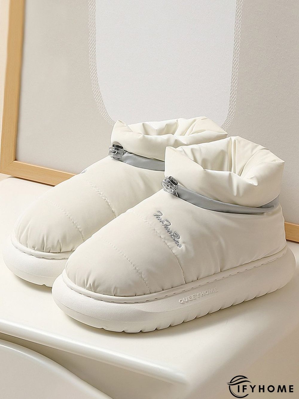 Waterproof Fabric Quilted Non Slip Lined Slipper Boots | IFYHOME