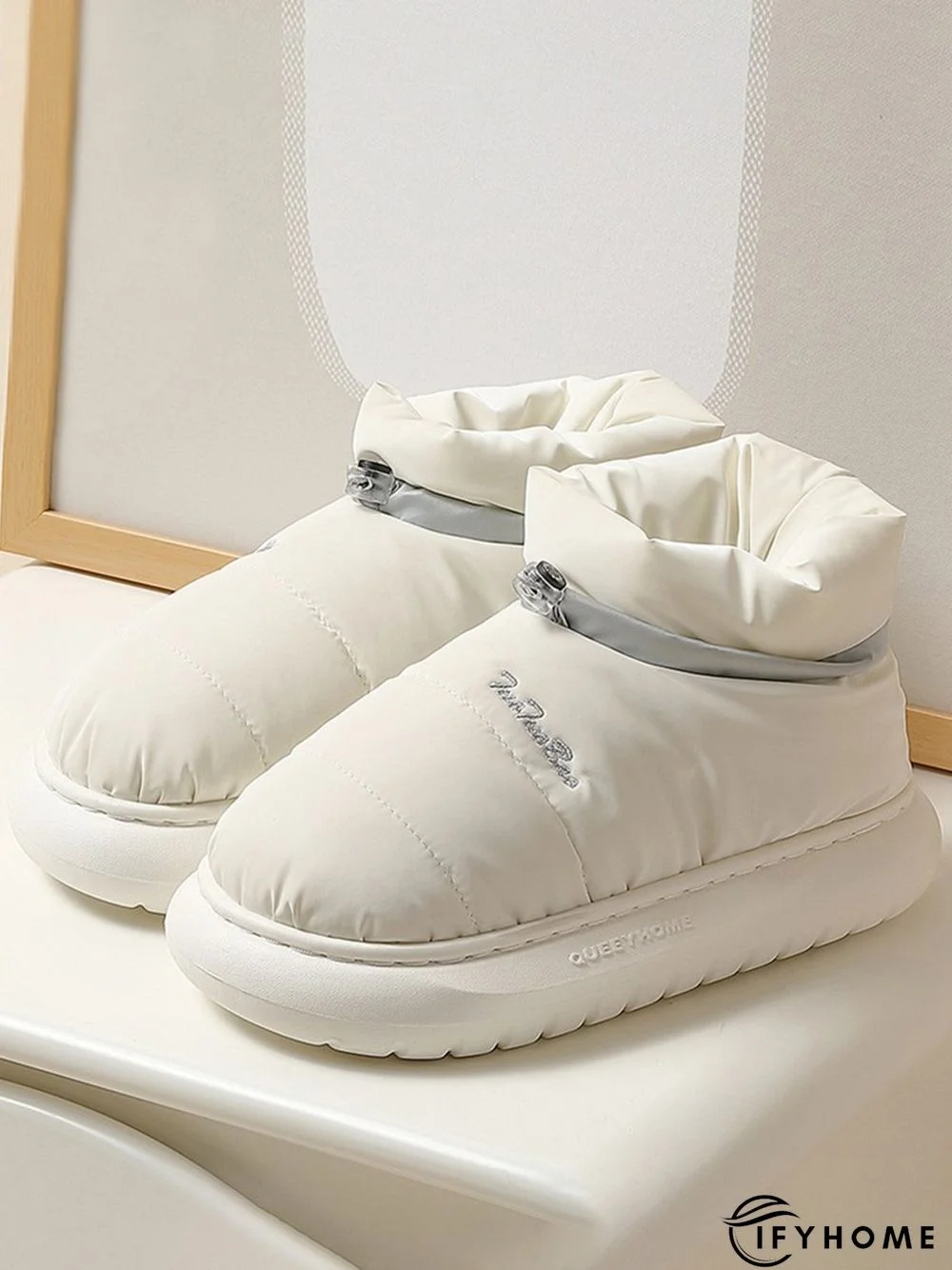 Waterproof Fabric Quilted Non Slip Lined Slipper Boots | IFYHOME