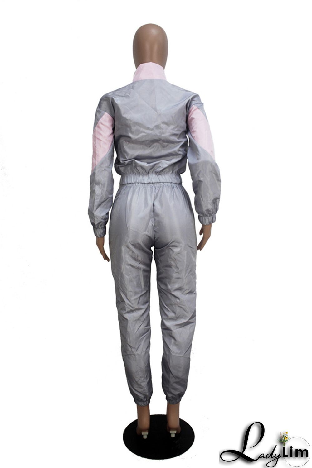 Blue Fashion Casual Patchwork Solid Split Joint Zipper Collar Long Sleeve Two Pieces(Without Pocket)