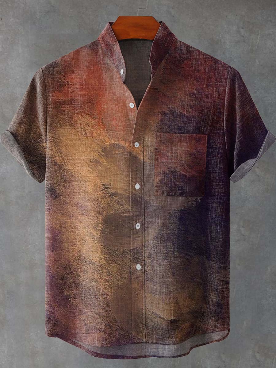Vintage Art Swoosh Vintage Print Casual 100% Cotton Shirt
