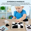 Puzzle g&eacute;om&eacute;trique en bois avec blocs cach&eacute;s et plateau de rangement