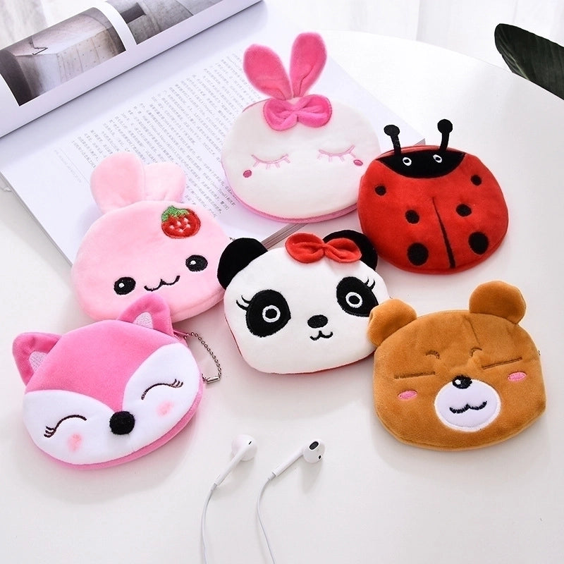 Unisex Cartoon Plush Zipper Coin Purses