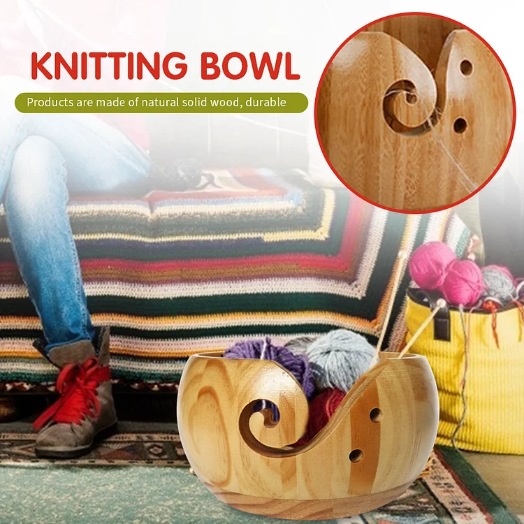 Handmade Wooden Yarn Bowl Crochet Organizer Storage Knitting Crochet Holder