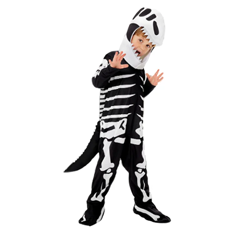 Kids Children Dinosaur Skeleton Tyrannosaurus Stegosaurus Funny Outfits Cosplay Costume Halloween Carnival Suit