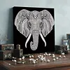 Peinture en perles d&rsquo;&eacute;l&eacute;phant maison avec cadre en bois 30x30 cm art en perles
