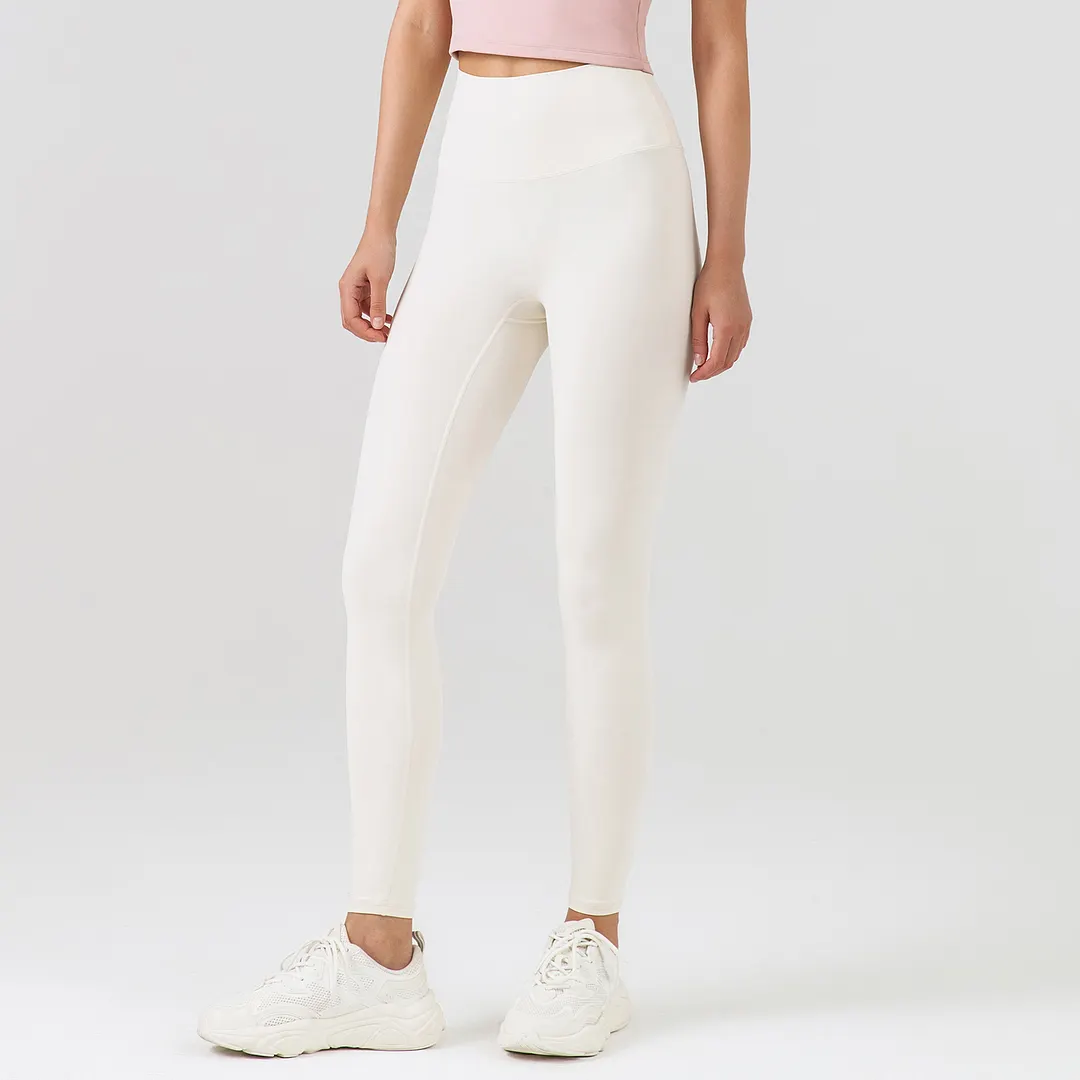 Different types of high waisted butt lifting comfort stretchy yoga leggings without front seam online shopping on Hergymclothing Ivory White