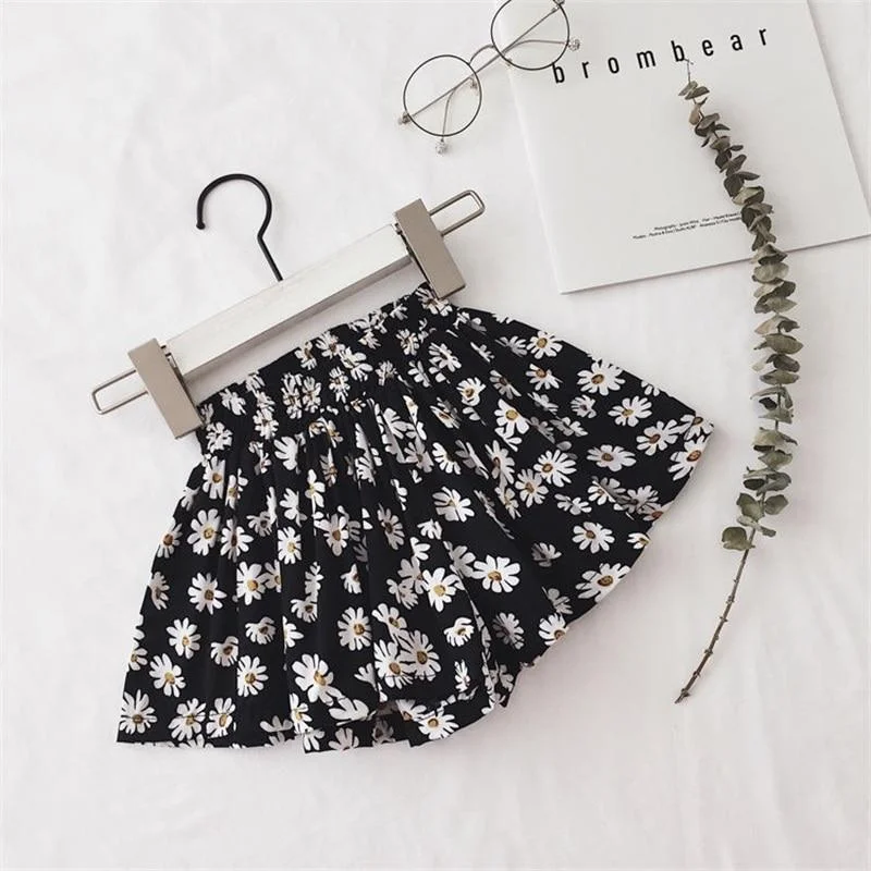 Summer Floral Print Girls Skirt Shorts for Children Clothing Skirt-Pants Kids Tutu Shorts Loose Leg Pants Baby Clothes Size 2-6