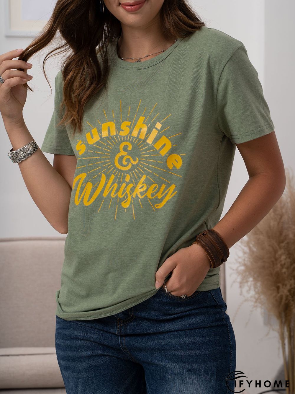 Vintage Short Sleeve Letter Printed Plus Size Casual Tops | IFYHOME