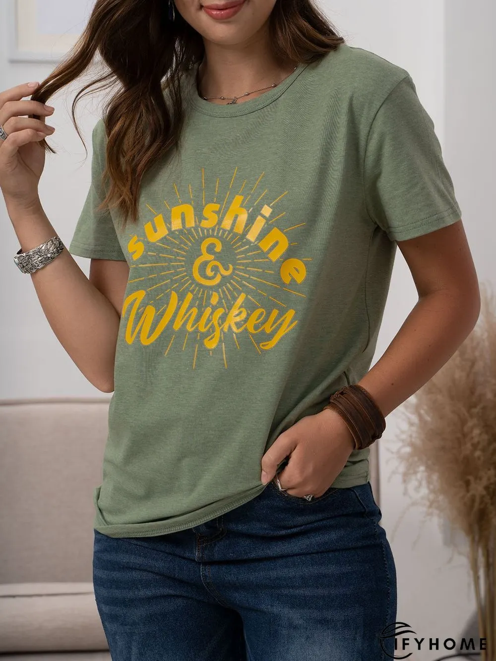 Vintage Short Sleeve Letter Printed Plus Size Casual Tops | IFYHOME