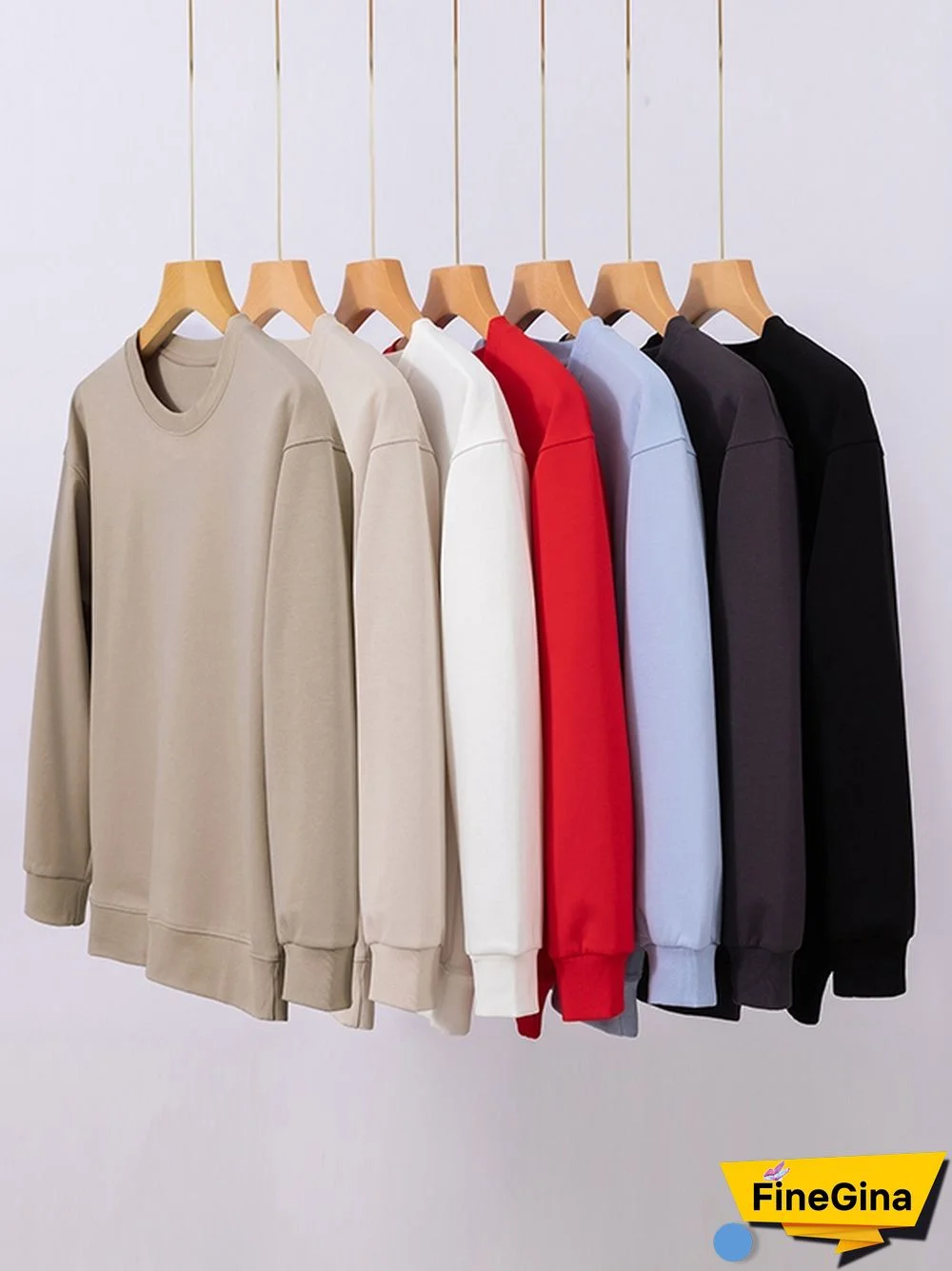 Men’s Solid Color Comfort Cotton Crew Neck Sweatshirt