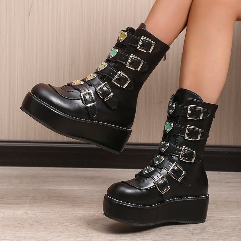 Breakj Autumn Women Ankle Boots Gothic Platform Punk Winter Martin