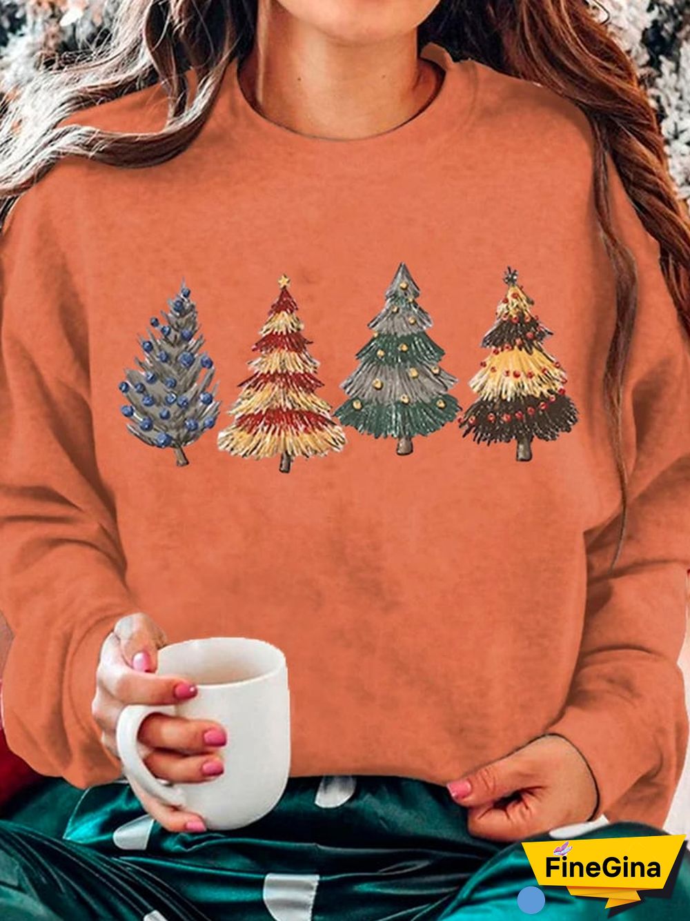 Women's Christmas Tree Print Casual Sweatshirt