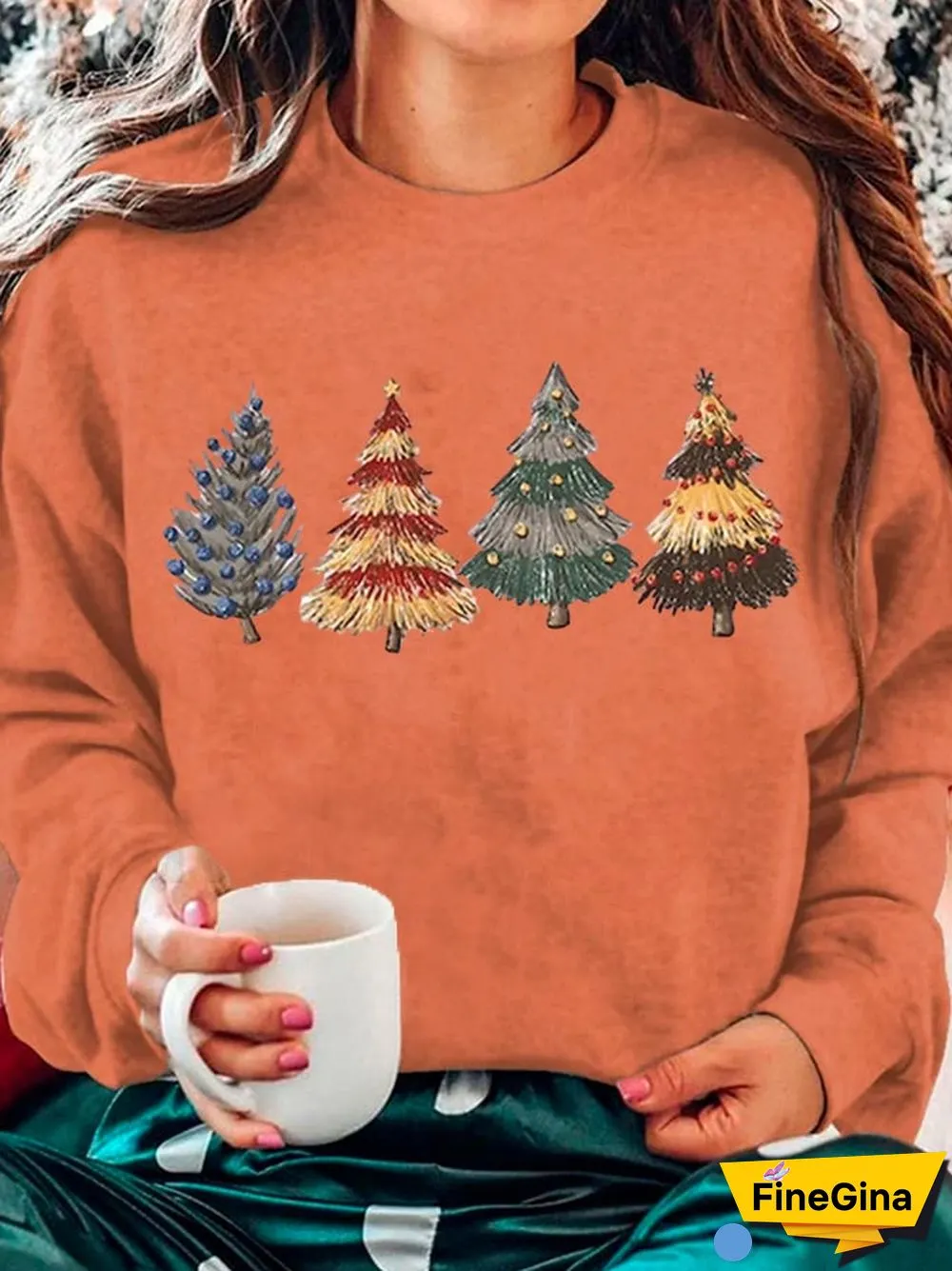 Women's Christmas Tree Print Casual Sweatshirt