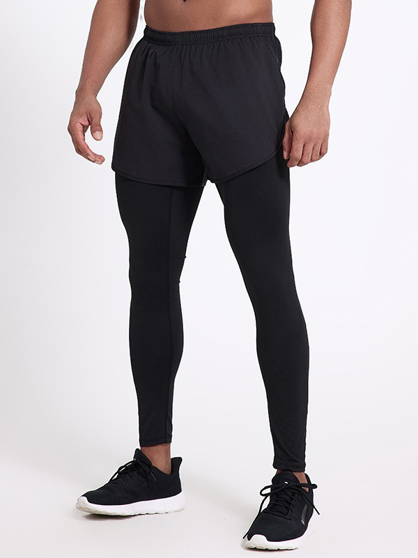 Copper Compression Two In One Piece Running Tights Trousers Shorts