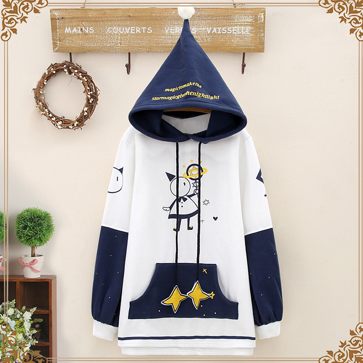 Cartoon Magician Star Drawstrings Hoodie