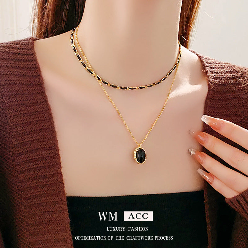 Medieval Ellipse Geometric Copper Electroplating Necklaces