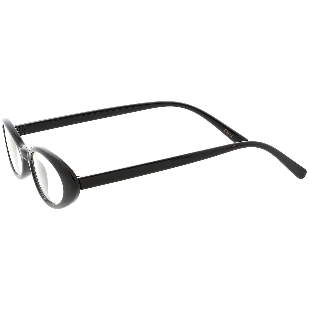 Womens Small Oval Glasses Slim Arms Clear Lens 48mm