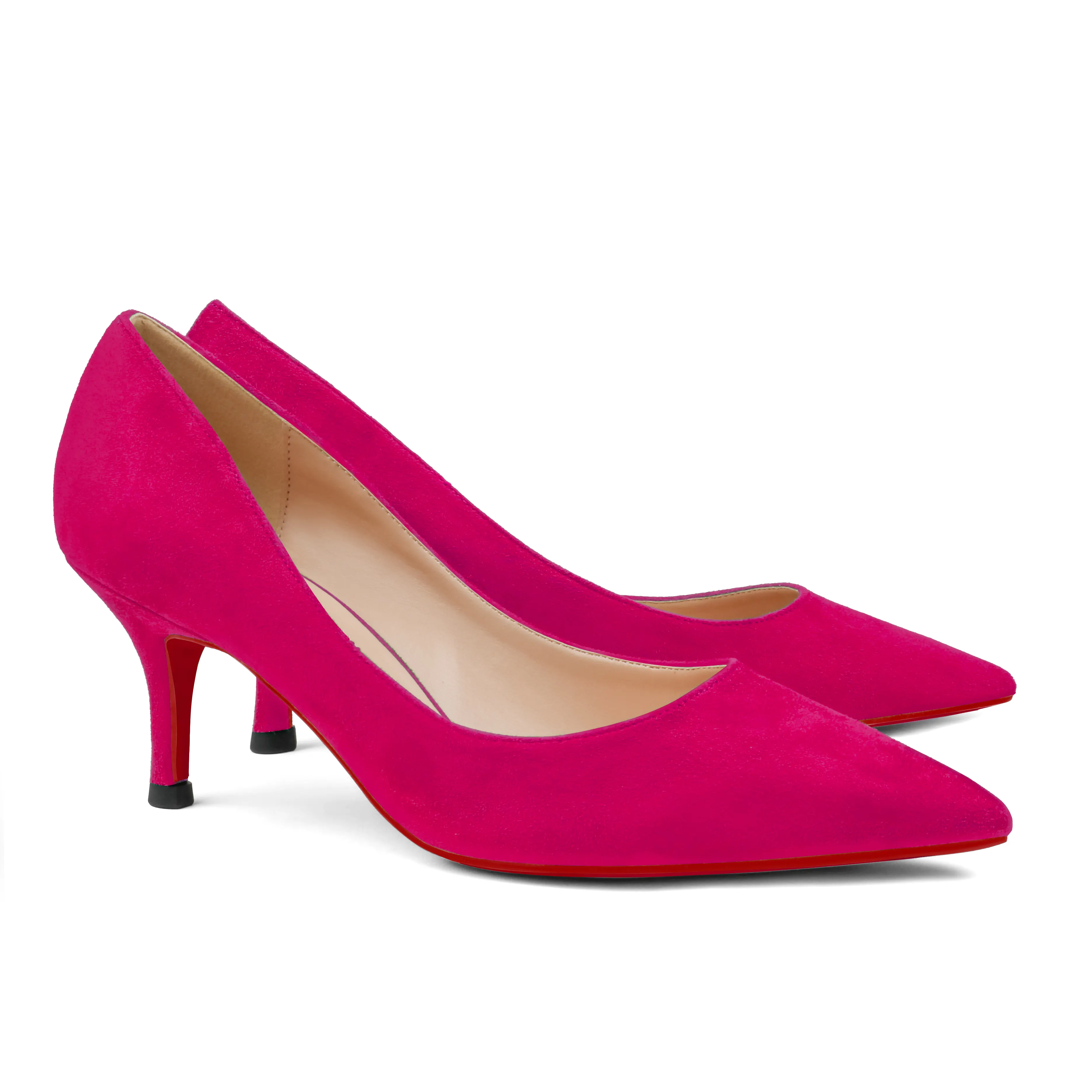 60mm Kitten Red Soles Heels Summer Daily Suede Pumps-vocosishoes