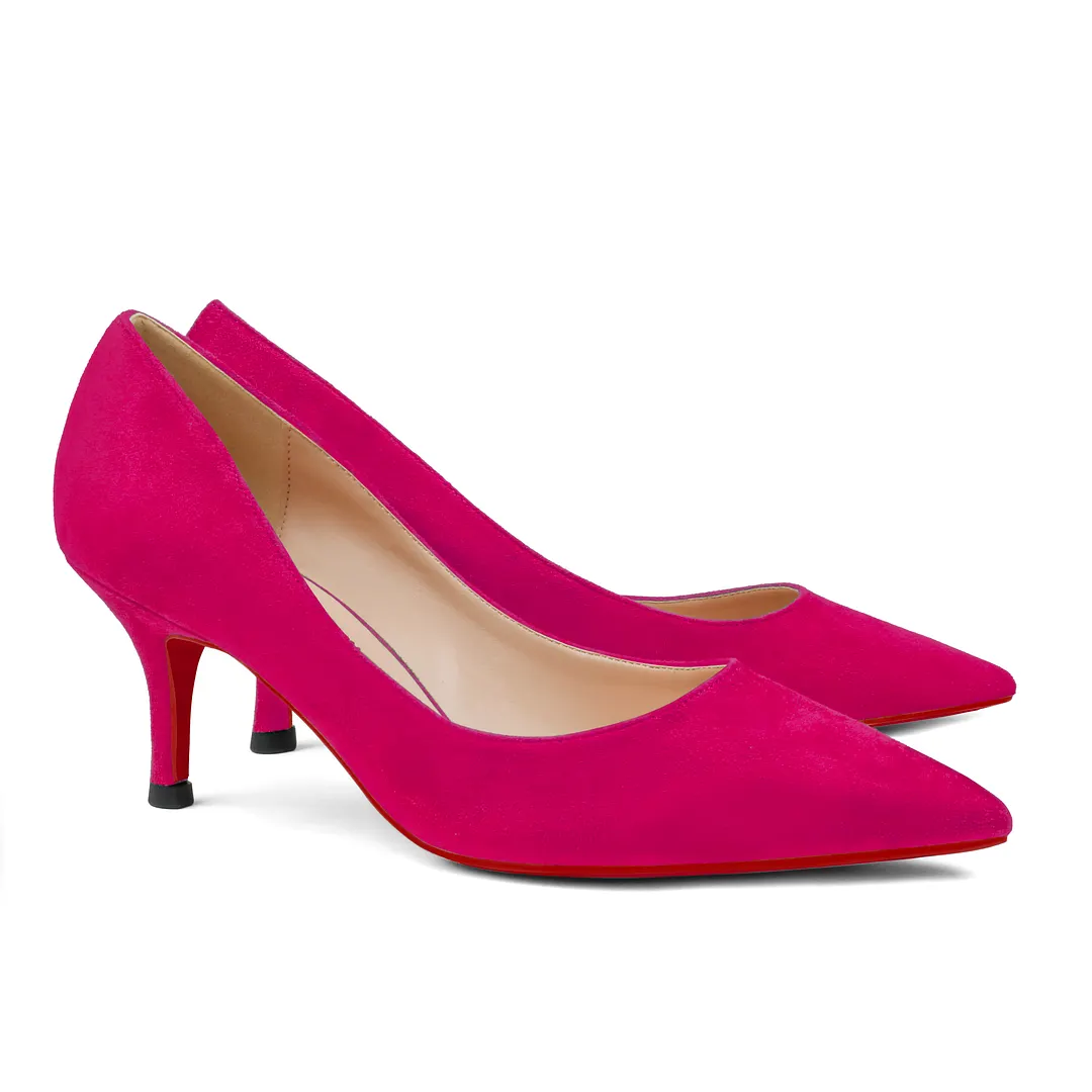 60mm Kitten Red Soles Heels Summer Daily Suede Pumps-vocosishoes