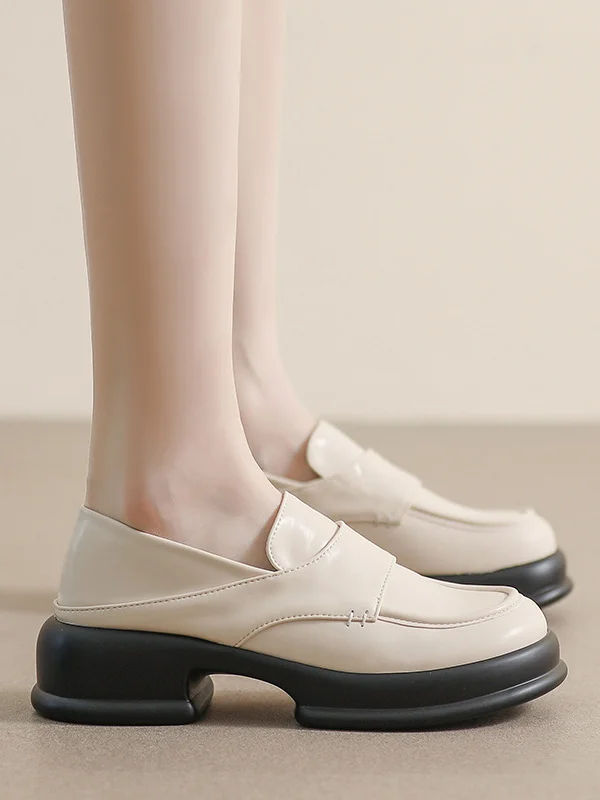 Split-Joint Round-Toe Platform Shoes Loafers