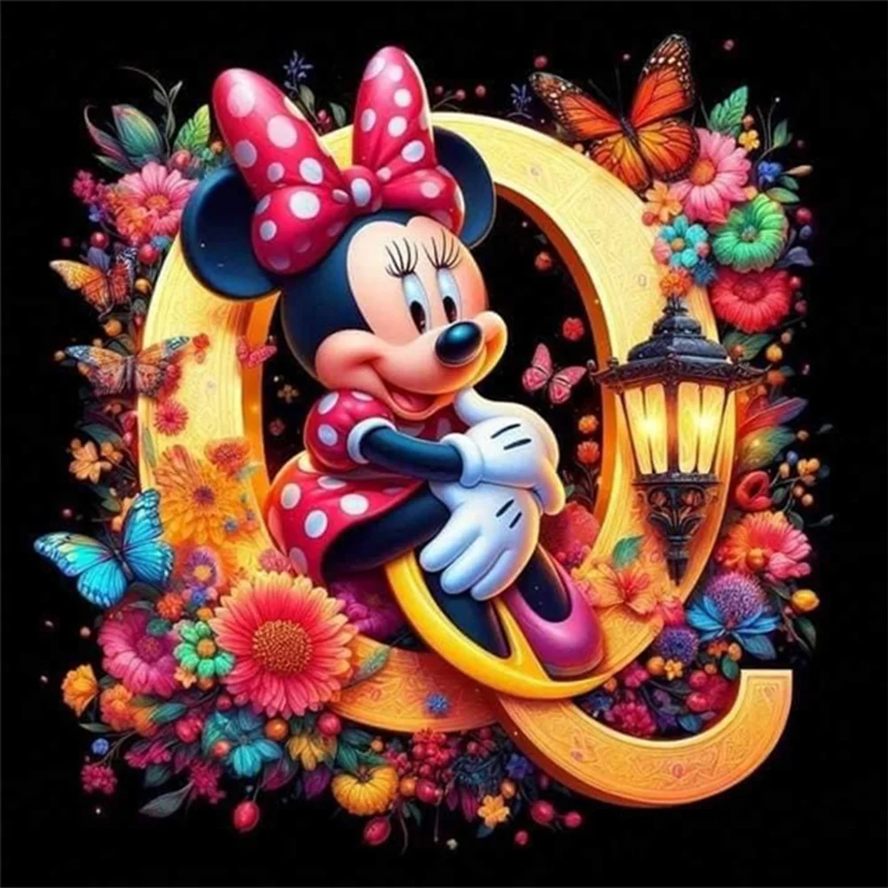 Partial AB Diamond Painting - Full Round Drill - Mickey Minnie Letters(Canvas|35*35cm)