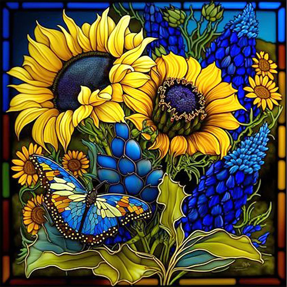 Diamond Painting - Full Square Drill - Stained Glass Sunflower(40*40cm)