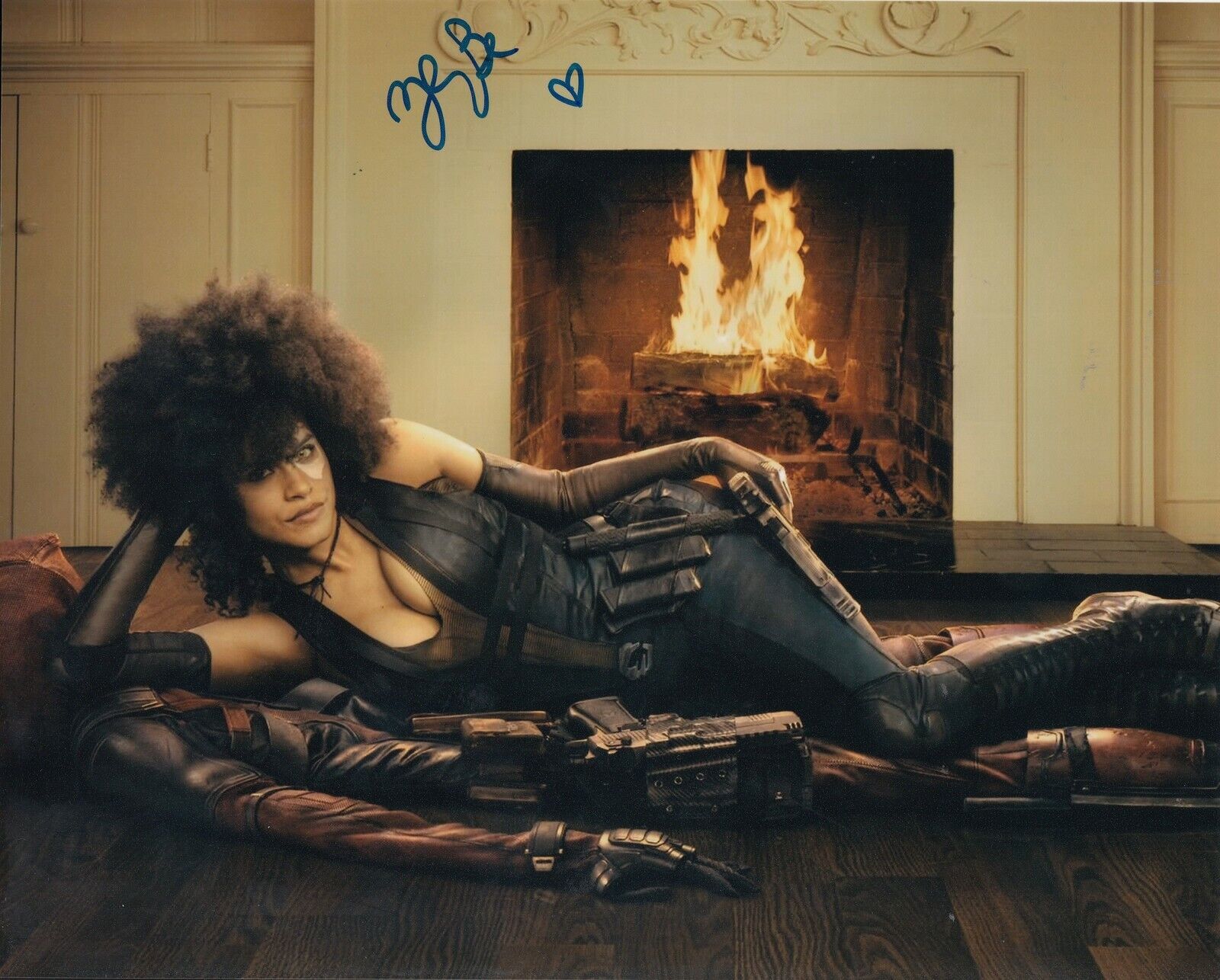 ZAZIE BEETZ signed (DEADPOOL 2) Movie 8X10 *DOMINO* ( PROOF) Photo Poster painting W/COA #4