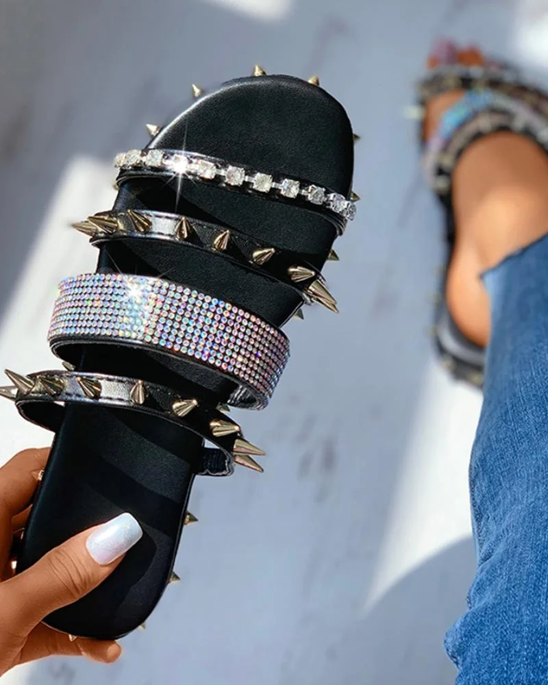 Glitter Studded Rivet Design Sliders