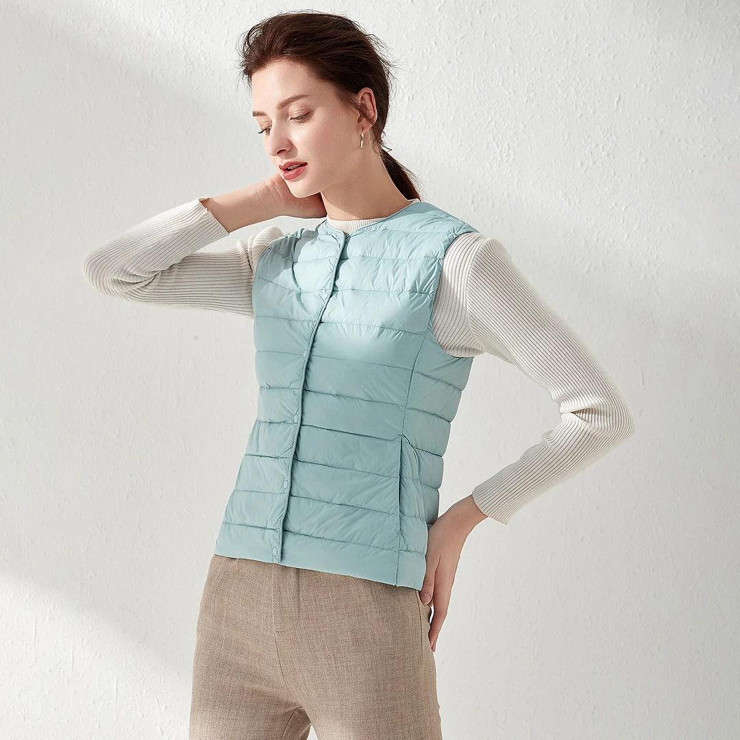 Woherb Hot Style Autumn Winter New Down Vest Female Thin And Short Money Without Collar Vest Fashion Portable Coat Slim Tide-Outfit Ideas