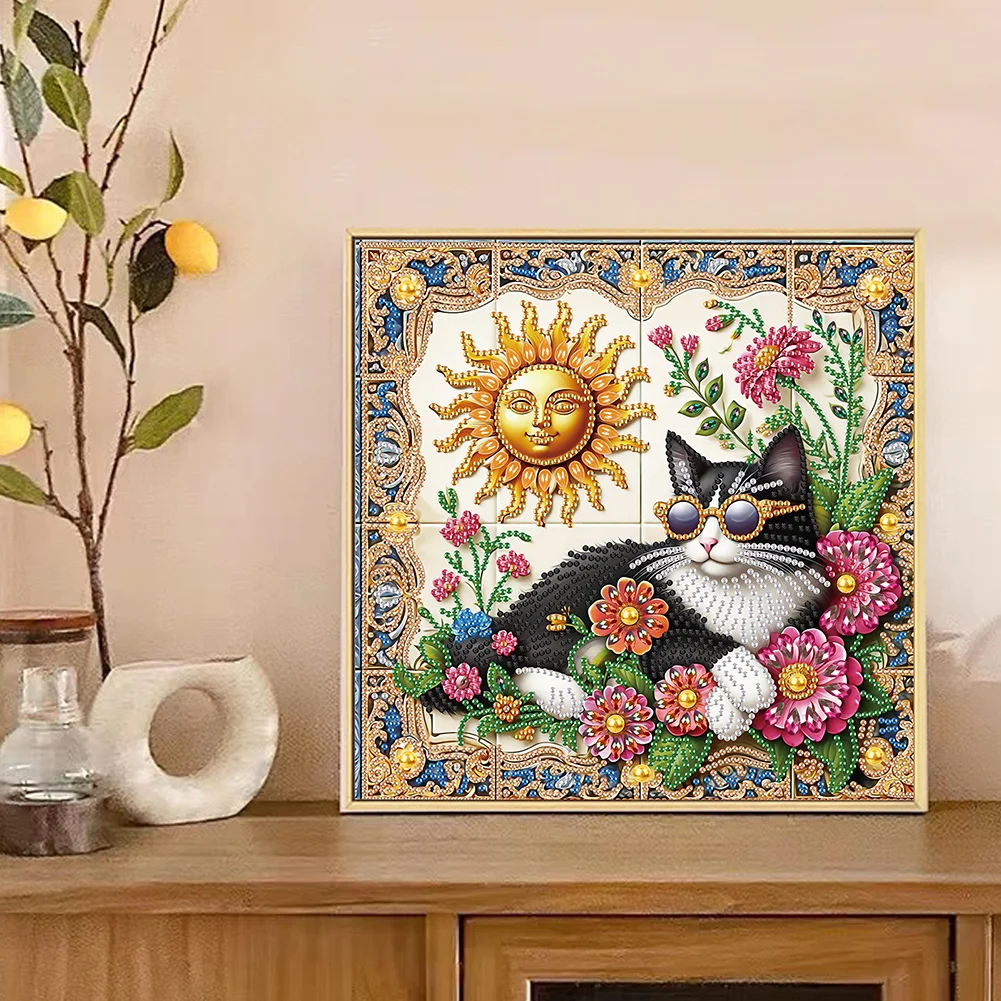 Diamond Painting - Partial Special Shaped Drill - Sun Cat(Canvas|30*30cm)