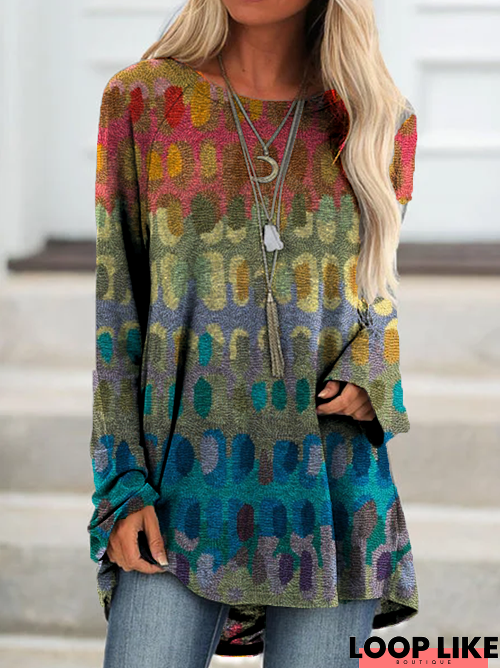 Boho Floral-Print Shift Top