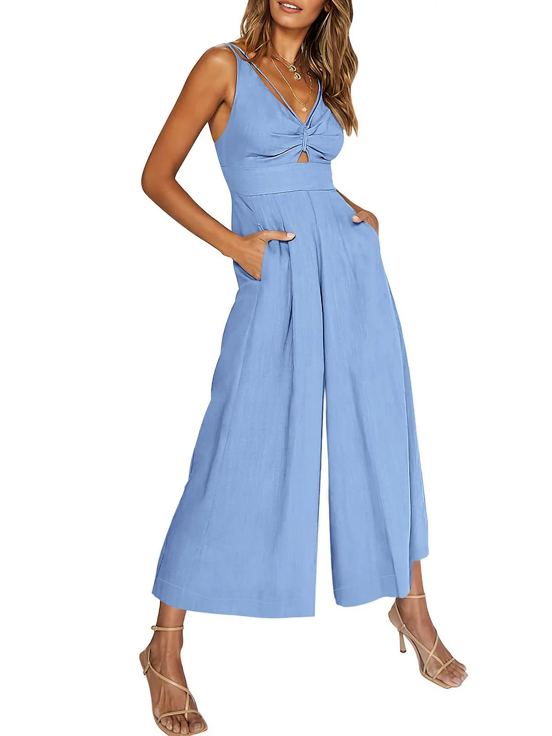 V Neck Cutout High-Waist Jumpsuits(Buy 2 free shipping)
