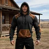 Men's Black Brown Suede Elbow Patches Hoodie by Inlyline