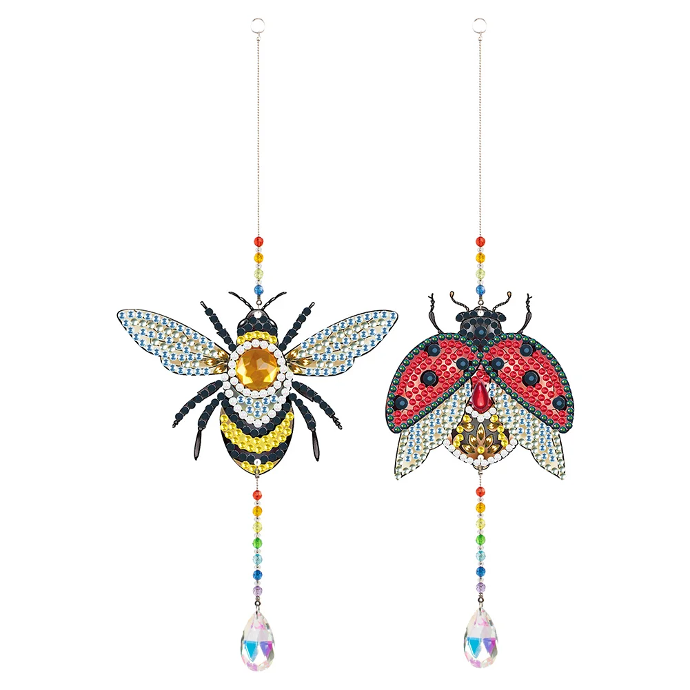 2pcs Crystal Light Catcher Diamond Painting Bee Hanging Decor(Double-Sided)