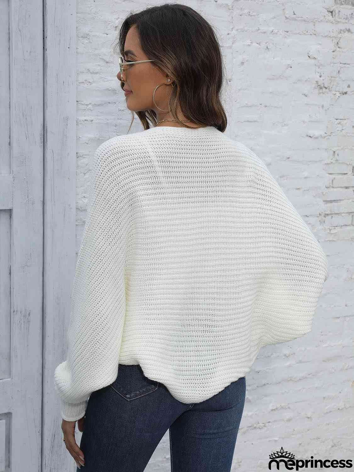 Bat Sleeve Open Front Short Cardigan