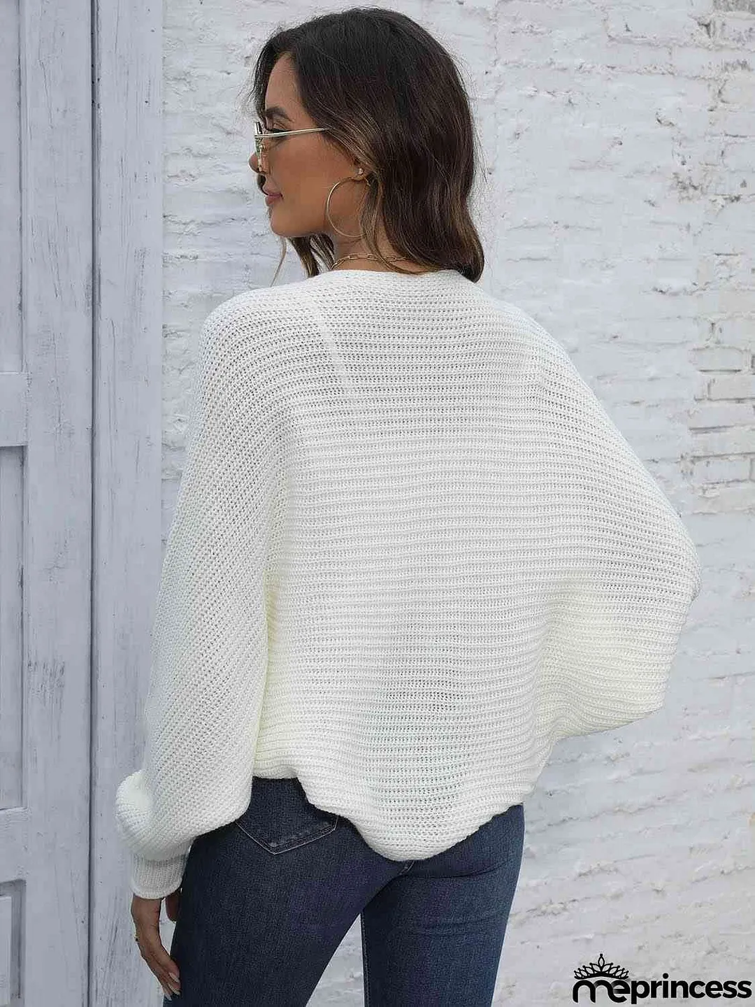 Bat Sleeve Open Front Short Cardigan