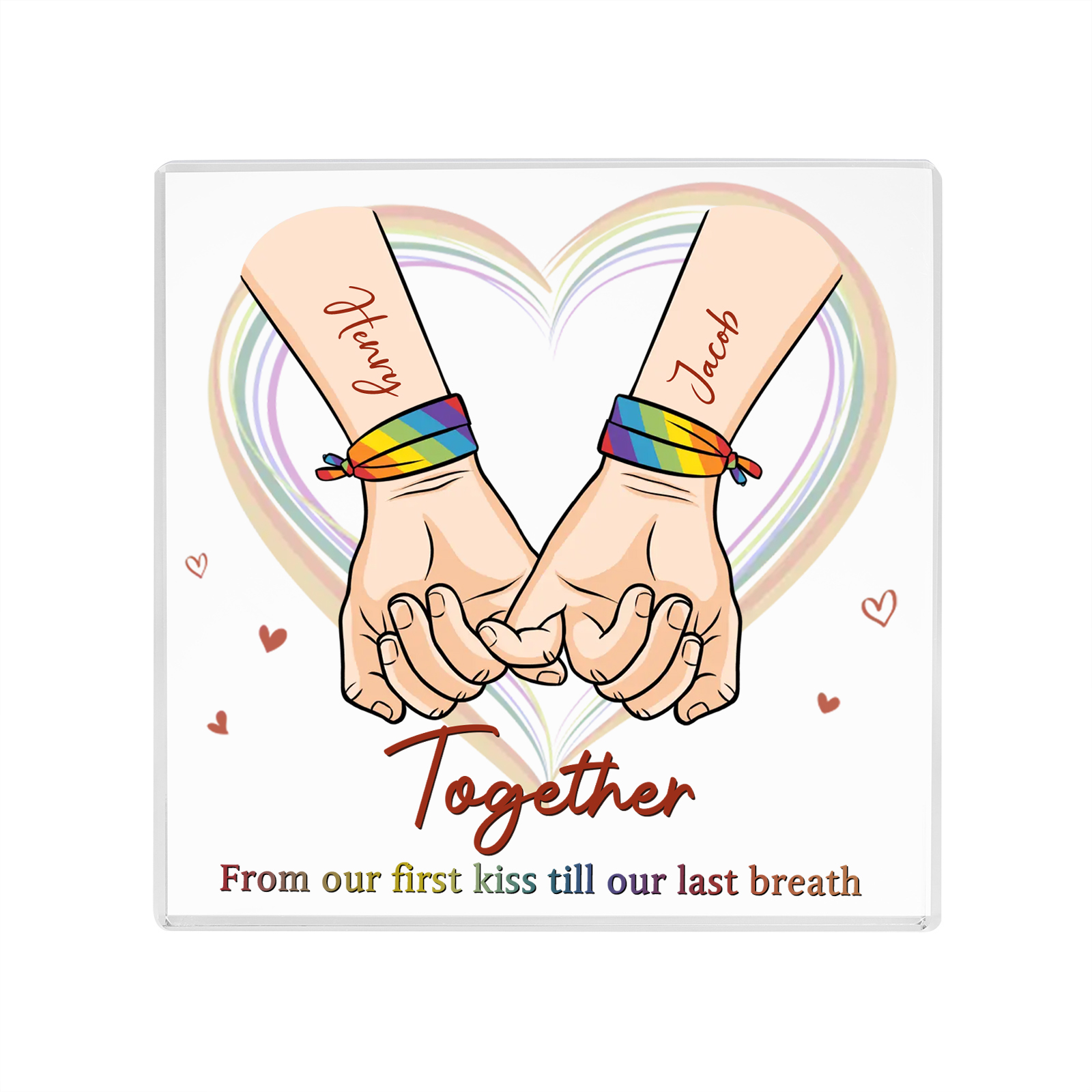 Personalised Acrylic Square Keepsake Custom 2 Names & 2 Texts Pinky Swear Rectangle Plaque Gift for Couples-Jessemade AU