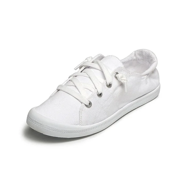 Trendy Canvas Vulcanize Sneakers Casual Flat Heel Soft Fabric Slip on Lazy Handmade Sewing Lightweight Leisure Street Shoes Girl