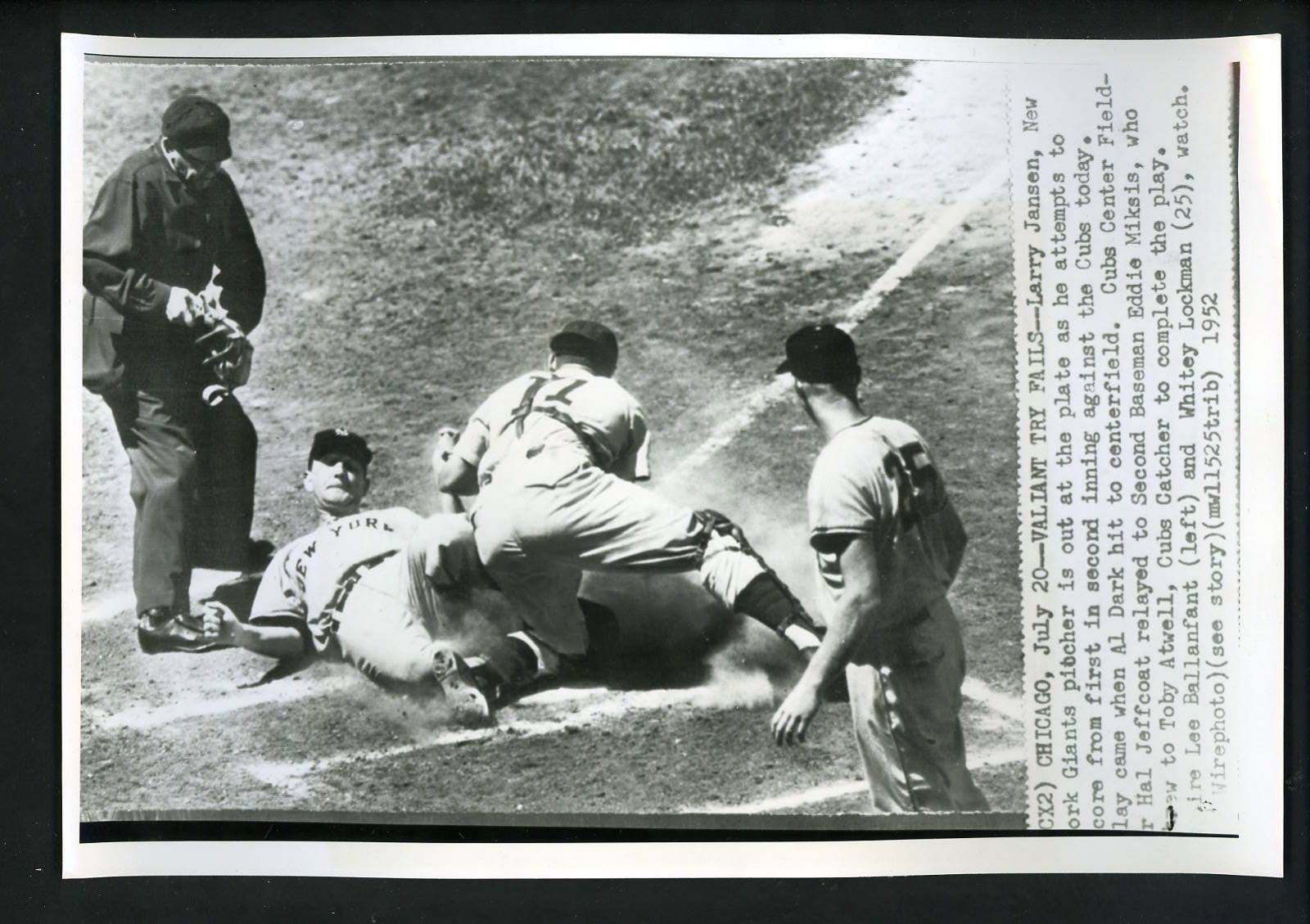 Larry Jansen & Toby Atwell 1952 Press Photo Poster painting Chicago Cubs New York Giants