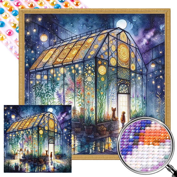 Flower Room At Night 40*40CM (Canvas) Full 40*40CM Drill Diamond Painting gbfke