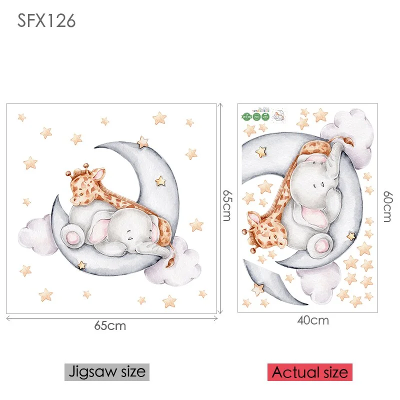 Rabbit Wall Stickers For Children's Room Decorative Vinyl Bear Wall Stickers For Kids Rooms Animal Pattern Wall Stickers Child