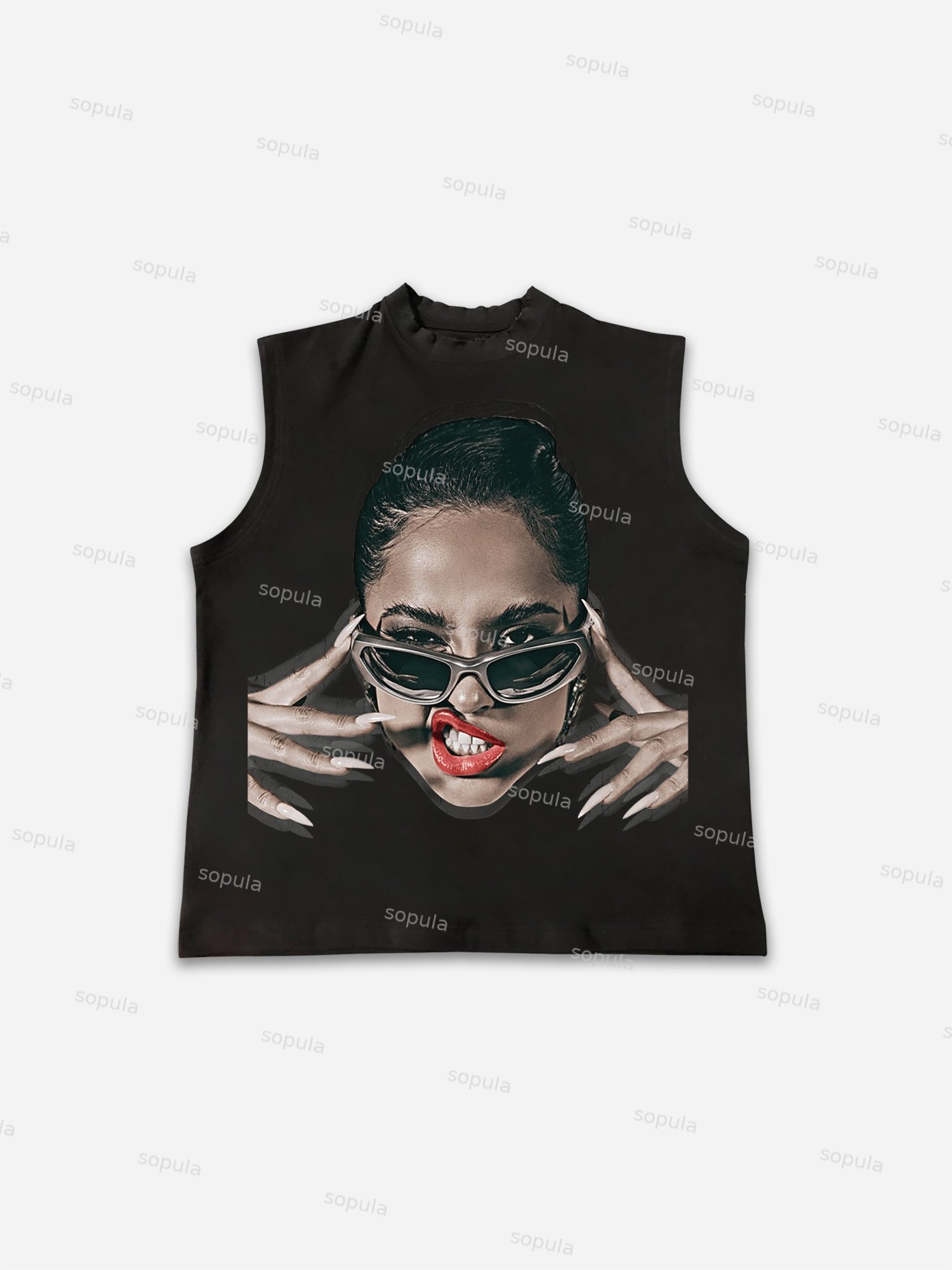 Street Trend Portrait Graphic Cotton Tank Top - SOPULA