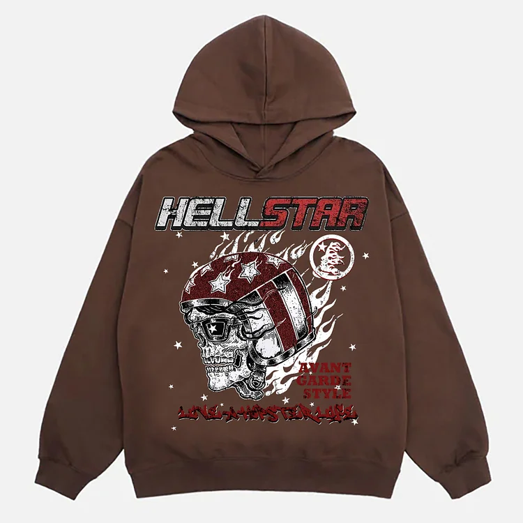 Street Men's Hellstar Graphic Printed Long Sleeve Oversized Hoodie