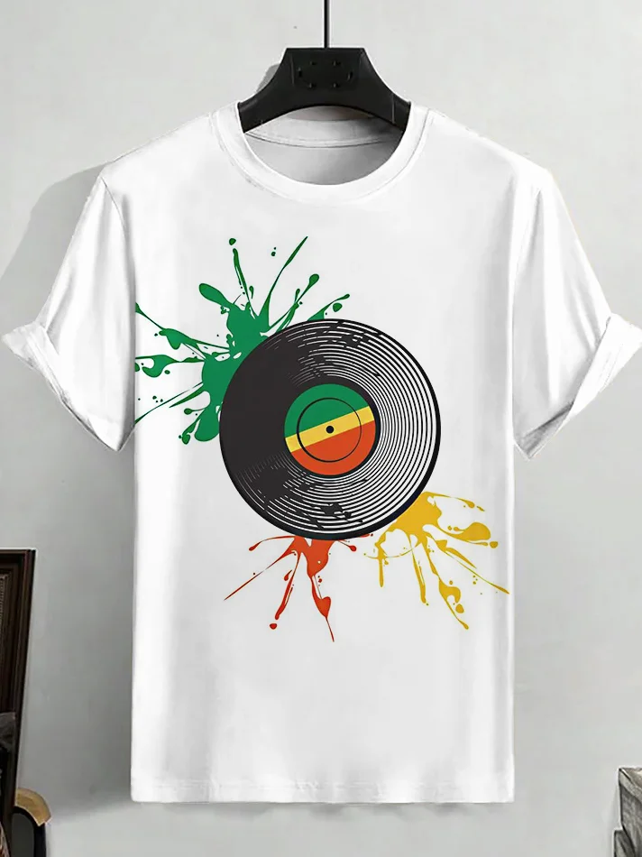 Men's Record Graphic Splash Ink Art Print T-Shirt