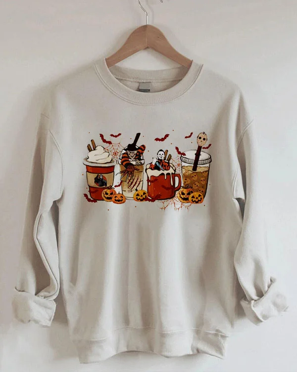 Horror Fall Coffee Loose Sweatshirt