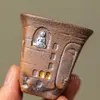 Rock and mineral wabi-sabi style tea cup, master cup, Dunhuang Mogao Grottoes retro Zen-style single cup ceramic tea set, Kung Fu tasting cup