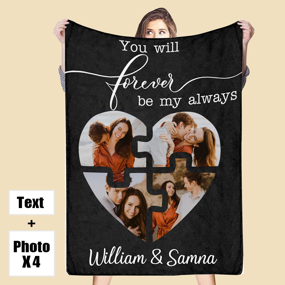Loveyoufancy Personalized 4 Photos Heart Blankets Couple Photo Puzzle Blanket