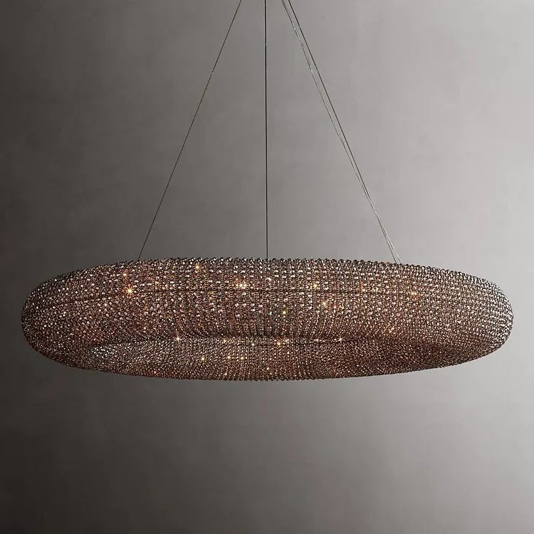 Round Halonut Chandelier With Smoke Crystal 72",Halo Chandelier Vjlight